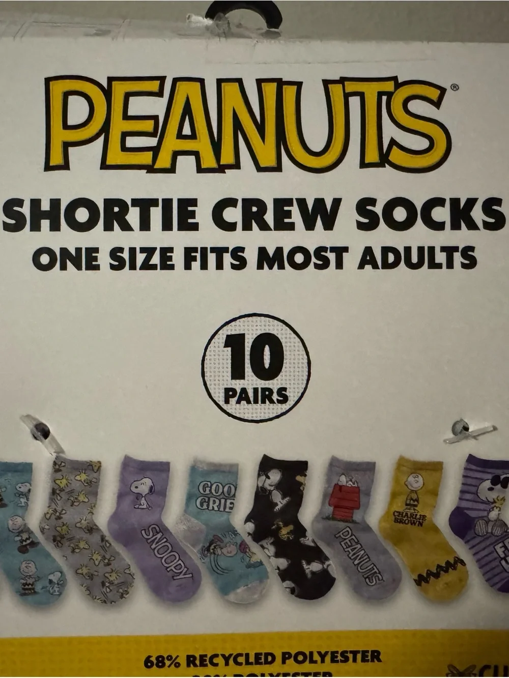 Peanuts Shortie Crew Socks - Snoopy & Woodstock (Lavender, Cream, Yellow)